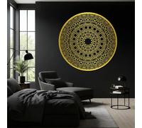 Decoración de Pared Moderna Minimalista de Metal Mandala, Geometría Sagrada Zen para Sala de Estar, Dormitorio, Estudio de Yoga, Espacio de meditación (Oro, 47" An. x 47" Al. / 120