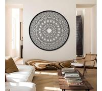 Decoración de Pared Moderna Minimalista de Metal Mandala, Geometría Sagrada Zen para Sala de Estar, Dormitorio, Estudio de Yoga, Espacio de meditación (Negro, 47 cm de Ancho x 47 c