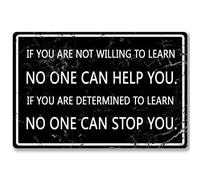 Decoración de pared motivacional de metal para oficina, con frases positivas "Si estás dispuesto a aprender, nadie puede ayudarte", para el hogar, la sala de estar, el bar, el garaje, la cafetería, e