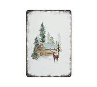 Decoración de pared navideña estilo País de las Maravillas Invernal con acuarelas, letrero de metal, placa, póster, regalo vintage para pared o habitación, aluminio, creativo, original, único, dive