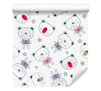 Decoración de Pared, Ositos de peluche entre las estrellas, 50 x 1000 cm