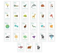 Decoración de pared para guardería, alfabeto español de 20 x 25 cm, tarjetas de pared impresas, nuestro mundo, temática de naturaleza, arte de pared para niños, decoración de habitación de niños