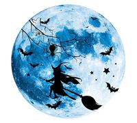 Decoración de Pared para Halloween,Arte de Pared de Brujas para Halloween con Forma de Luna | Adhesivos Removibles Impermeables que Brillan en la Oscuridad para Salón, Aula o Casa Encantada