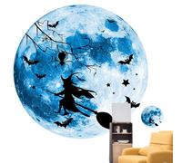 Decoración de Pared para Halloween | con Decoraciones de Bruja en Forma de Luna de Halloween para Interiores - Pegatinas Removibles Impermeables Que Brillan En La Oscuridad Para Puerta Principal Y Dor