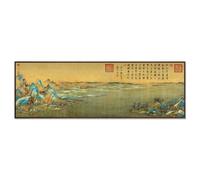 Decoración de pared, pintura china Mil millas de ríos y montañas, pintura colgante para sala de estar, pintura decorativa para estudio, sala de té, sofá, fondo, pared, paisaje, pintura mural (blancoF