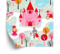 Decoración de Pared, Princesas caballeros castillo caballos, 50 x 1000 cm