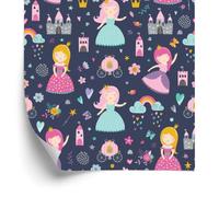 Decoración de Pared, Princesas de nubes arcoíris con cuentos, 50 x 1000 cm