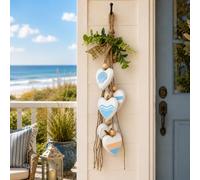 Decoración de pared rústica con 5 corazones de madera para colgar en la
