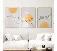 Decoración de pared Sol Amarillo Arte Abstracto Amanecer Póster Minimalista Lienzo Impreso Pintura Decoración de Cocina Habitación Hogar (40x55cm-3 piezas)