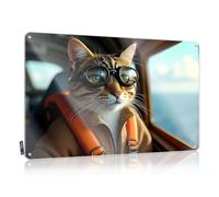 Decoración de pared vintage para balcón, decoración de pared - Un gato con gafas de aviador se sienta en una cabina de avión, divertida decoración de estilo retro para cobertizo (20 x 30 cm)