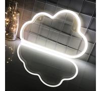 Decoración de paredes con logotipo de neón de nubes, dormitorios con batería o LED usb, habitaciones para niñas y niños fiesta de bodas de Navidad y cumpleaños (blanco)