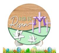 Decoración de Pascua: centro de mesa rústico con soporte, decoraciones de Pascua de madera, para interiores, hogar, sala de estar, estante de granja, escritorio y oficina