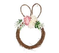 Decoración de Pascua Corona de exterior | Decoración de bienvenida floral de conejo - Coronas de Pascua para puerta de entrada exterior - Para interiores exteriores ventanas pared salón dormitorio