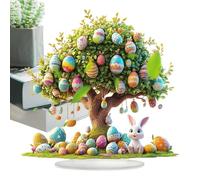 Decoración de Pascua para mesa, centro de mesa de letreros de escritorio para árboles de conejo | 2º Pascua Bunny Garden Acrilic Yard Spring Lawn Signs Decoration para al aire libre