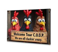 Decoración de Pascua Welcome To Our Coop. We'Re All Crazy! Lienzo decorativo para baño, decoración de pared (20 x 30 cm)