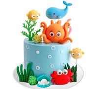 decoración de pastel con animales marinos para cumpleaños fiesta temática oceánica baby shower adornos submarinos sin elementos metálicos toppers decorativos acuáticos