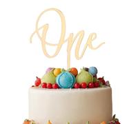 Decoración de pastel de acrílico para primer cumpleaños, primer cumpleaños, primer aniversario de boda, decoración de fiesta de cumpleaños (espejo dorado, una decoración para tarta)