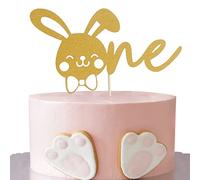 Decoración de pastel de conejo dorado con purpurina dorada, decoración para tartas de primer cumpleaños, decoración de pastel de primer cumpleaños, decoración de fiesta de baby first shower,