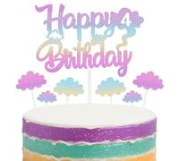 Decoración de pastel de cumpleaños con diseño de nube de arco iris, número 4, decoración de color para tartas de vacaciones y fiestas, celebración de cumpleaños para niños y niñas