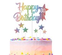 Decoración de pastel de cumpleaños de arco iris, número 30, decoración de pastel de arcoíris, cualquier fiesta y fiesta de color de pastel de decoración, decoración de fiesta de cumpleaños para niños