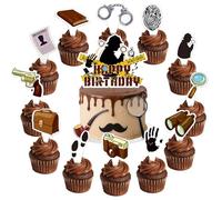 Decoración de pastel de cumpleaños de detective, decoración de fiesta de cumpleaños, letrero misterioso para fiesta de misterio, suministros de cumpleaños con temática de espía secreta