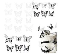 Decoración de pastel de mariposa para el día de la madre, decoración de pastel de mariposa blanca y negra, personalizada para cupcakes para suministros de fiesta, 24 Uds.