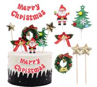 Decoración de Pastel de Navidad, Toppers Cake Decorations, 3D para pastel de feliz Navidad para invierno, niños, cumpleaños, Noel, suministros de fiesta temática - 7 Piezas