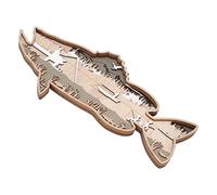 Decoración de peces Estatuas de animales de madera, talla de madera 3D de múltiples capas Decoración de tallado de pared de pez Hueco de pez Rayado Arte de pared Esculturas de pared Estatuas(A1)