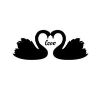 Decoración de pegatinas de vinilo para pared Pareja de cisnes, pájaros, amor, romance, dormitorio 28x69.8cm Decoración de carrocería Negro