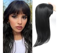 Decoración de pelo con flequillo de cortina, pieza superior sintética, degradado natural, uso diario, se adapta a todas las formas de cara y tonos de piel (C)