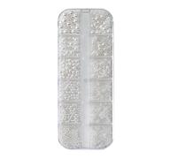 Decoración de perlas para uñas, 12 rejillas 3D, perlas de imitación blancas, elegante de manicura para viajes, negocios y