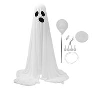 Decoración de pie de pie de miedo fantasma espeluznante de gran iluminación con altura ajustable que funcionan con baterías para el porche delantero de Halloween Decoración de la