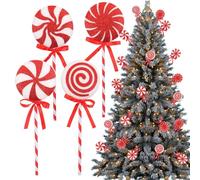 Decoración de piruletas para árbol de Navidad, 4 clásicos de Navidad, decoración de Espuma de Color Rojo y, Colgante Festivo para Dormitorio, Escuela
