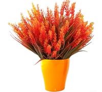 Decoración de plantas artificiales de grano con 7 tenedores para fondos de boda, accesorios de fotografía y decoración del jardín del hogar, aspecto natural (rojo otoño)