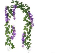 Decoración de plantas de vid de glicinia de seda falsa para decoración de boda, guirnalda colgante, balcón, barandilla de escalera, porche, uso interior y exterior (014)