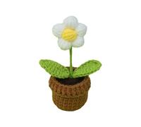 Decoración de plantas en maceta de ganchillo hechas a mano, bonito adorno de flores de punto, margaritas de girasol falso, rosas dulipanes, mini planta en maceta para el hogar, oficina, coche, baño