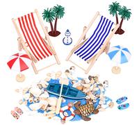 Decoración de Playa en Miniatura - Juego de 15 Accesorios de Playa de océano para casa de muñecas y Plantas - Juguetes en Miniatura DIY