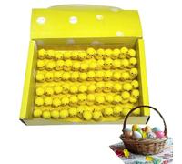 Decoración de pollitos de Pascua - Juego de mini pollo amarillo de 72 piezas, figuras de bolas de algodón | Colección de esponjosos de 3cm para centro de mesa, guirnalda, pancarta artesanal, a