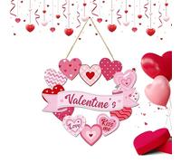 Decoración de porche de granja - Decoración de puerta de San Valentín, letrero de madera con corazón de amor | Encantador hecho a mano para vacaciones románticas de temporada, madera natural rústica