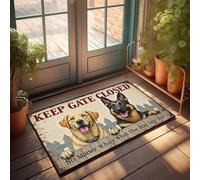 Decoración de porche delantero con texto en inglés «Keep Gate Closed: A Dog's Best Friend's», felpudo de advertencia para decoración del hogar y el hogar para hombres (65 x 90 cm)