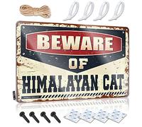 Decoración de porche rural Nice Beware Of Himalayan Cat - Decoración de pared vintage para Tiki Bar (20 x 30 cm)