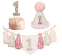 Decoración de primer cumpleaños para silla alta, decoración de trona, pancarta de borla rosa para decoración de tartas para bebés y niñas, telón de fondo de fotos, adornos para colgar en la pared del