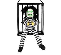 Decoración de prisionero de Halloween - Jaula aterradora prisionera enjaulada, jaula espeluznante, decoración de terror de Halloween activada por movimiento para niños y adultos