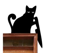 Decoración de puerta de gato, decoración de madera sobre puerta, decoración de pared en forma de gato para Halloween, apartamentos, habitantes de eventos al aire libre, anfitriones, dormitorio