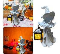 Decoración de puerta de Halloween, estatua fantasmal de Halloween de 7.87 pulgadas con lámpara de resina fantasmal del infierno mensajero estatua escultura jardín decoración de patio bruja mensajero