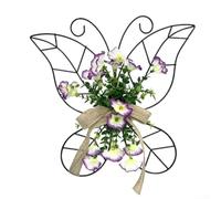 Decoración de puerta de mariposa a base de hierro con arreglo floral Morning Glory para decoración de temporada para el hogar