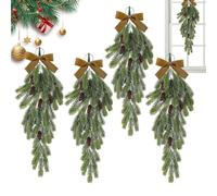 Decoración de puerta de Navidad, coronas de Navidad para puerta de entrada | Guirnalda de lágrimas artificiales | Guirnalda de corona de botín artificial con agujas de pino y piñones para decoración