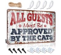 Decoración de puerta para dormitorio con texto en inglés "All Guests Must Be Approved By The Cats" (20 x 30 cm)
