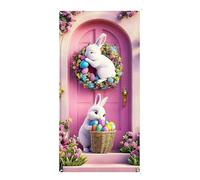Decoración de Puerta para Pascua Fondo Impermeable de Conejito 90x180 cm | Carteles Divertidos para Porche y Suministros para Para Interior Exterior Porche Entrada Jardín Patio Vacaciones de Prima