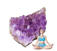 Decoración de racimo de amatista, cristales y piedras de meditación | racimo de cristales de meditación, cristales de color morado profundo para decoración natural de habitación, elegante piedra cruda